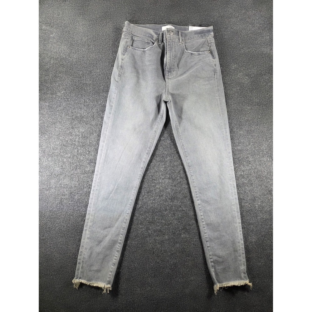 Loft The Skinny High Rise Grey Raw Hem Jeans Size 28‎ Regular Fit Denim